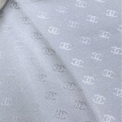 Chanel Scarf Fringe Pattern Silk Gray — view 8