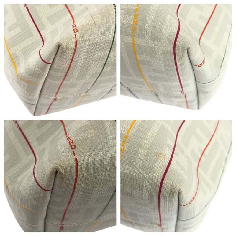 Fendi Zucca White Multicolor Leather 88h185 HQP Tote Bag Shoulder Bag Women