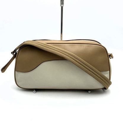 Prada Shoulder Bag Handbag Bag Leather Brown And Ivory Brown White Women Men