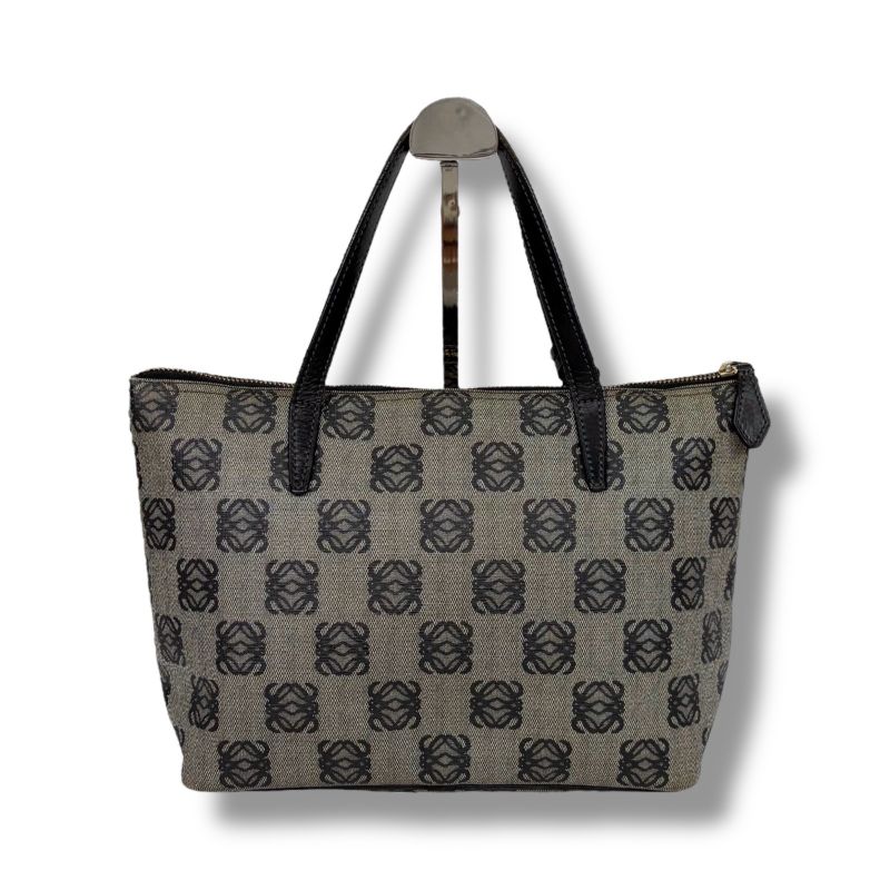 Loewe Mini Tote Bag Repeat Anagram Logo Navy Blue Pvcleather Shoulder Bag With