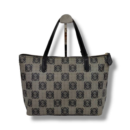 Loewe Mini Tote Bag Repeat Anagram Logo Navy Blue Pvcleather Shoulder Bag With