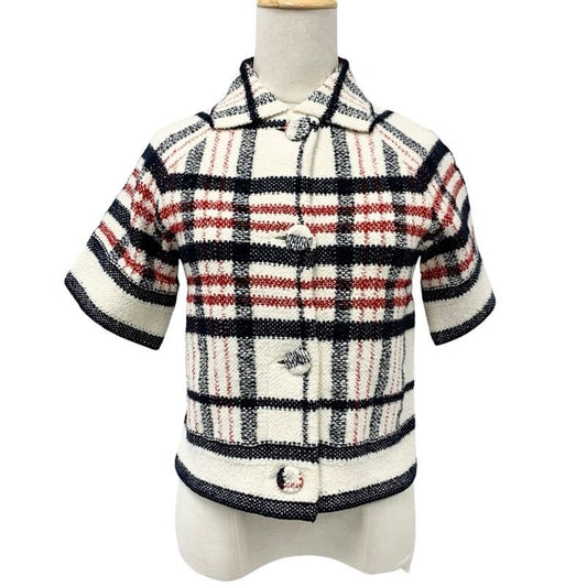 Christian Dior Outerwear White Navy Red Jacket Check Logo Short Length