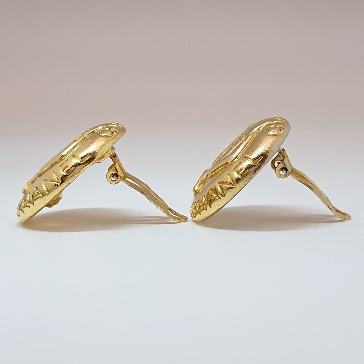 Chanel Vintage Mademoiselle Round Gold Earrings — view 7