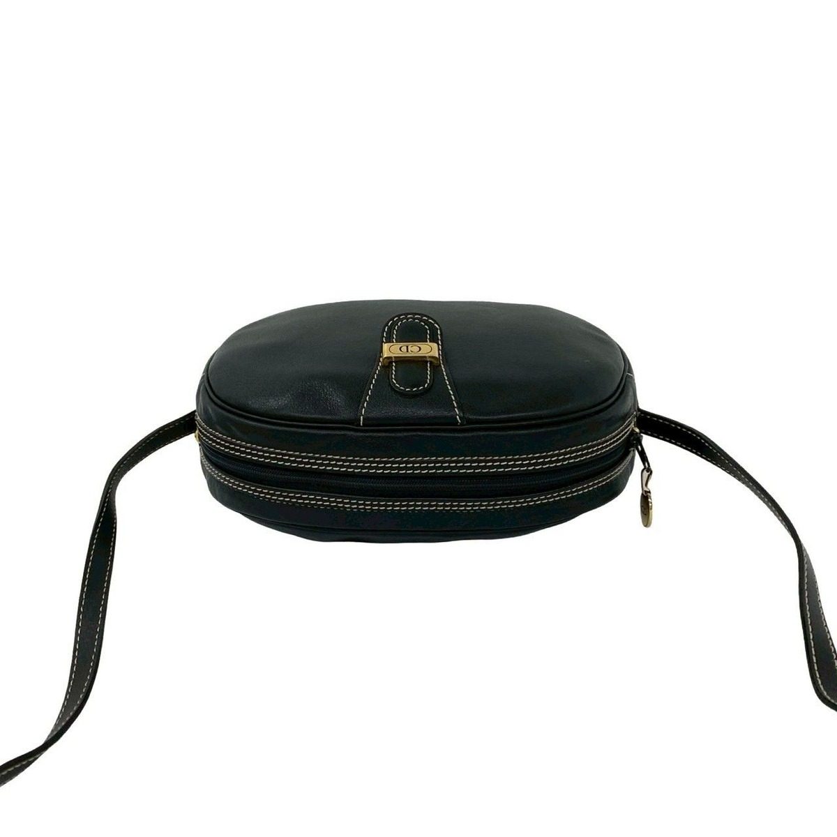 Dior Box Vintage CD Logo Leather Mini Shoulder Bag Pochette Black — view 4