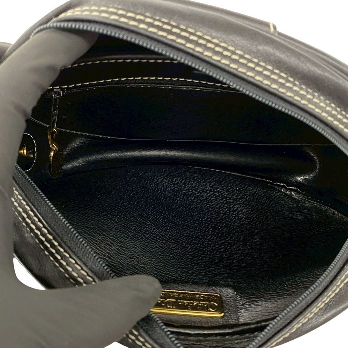 Dior Box Vintage CD Logo Leather Mini Shoulder Bag Pochette Black — view 9