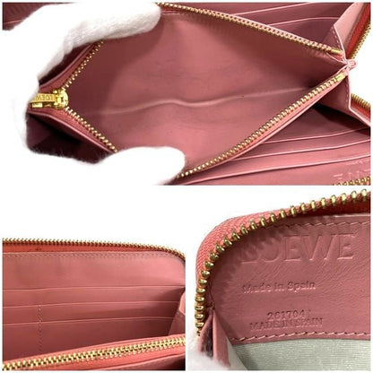 Loewe Round Zipper Long Wallet Black Pink Anagram Wallet