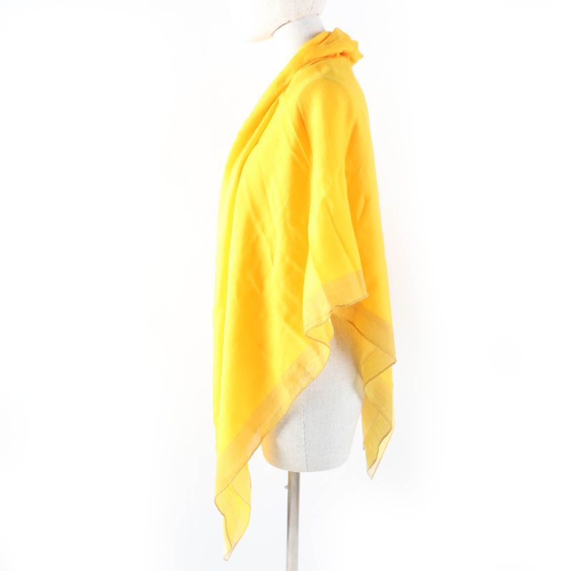 Hermes 100% Cashmere Large Shawl Scarf With Logo Yellow Made In England Women