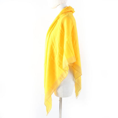 Hermes 100% Cashmere Large Shawl Scarf With Logo Yellow Made In England Women