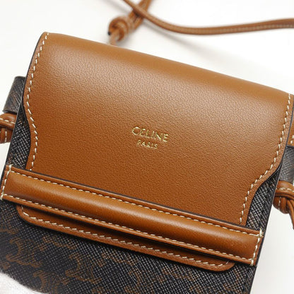 Celine Mobile Pouch With Flap Triomphe Canvas Lambskin