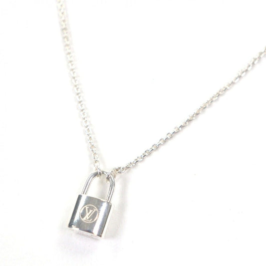 Louis Vuitton Pendant Lockit Chain Necklace Silver Weight