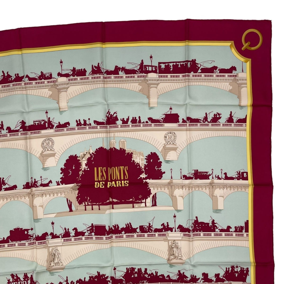 Hermes Scarf Silk Carre 90 les Ponts de Paris Bridges of Red — view 3