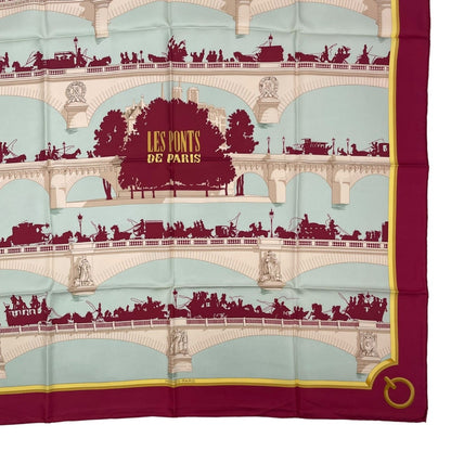 Hermes Scarf Silk Carre 90 les Ponts de Paris Bridges of Red — view 5