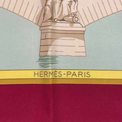 Hermes Scarf Silk Carre 90 les Ponts de Paris Bridges of Red — view 7