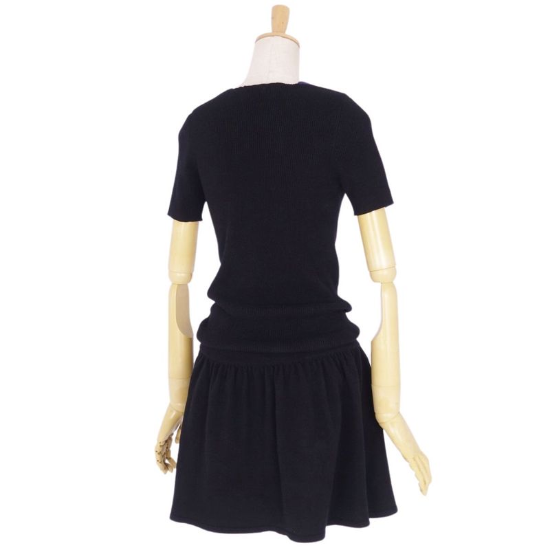 Chanel Knit Dress Short Sleeves Short Sleeves Coco Mark Wool Cashmere Tops