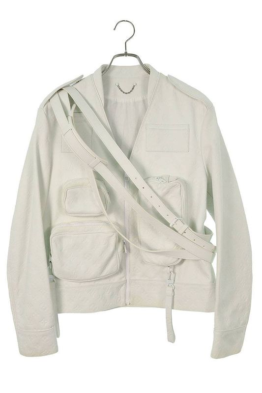 Louis Vuitton 19AW Hhl87eta0 Monogram Admiral Leather Jacket Men's 44