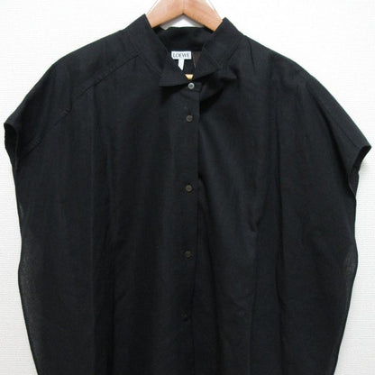 Loewe Pauraz Ibiza Cotton Linen Sleeveless Oversize D Blouse Size S Black