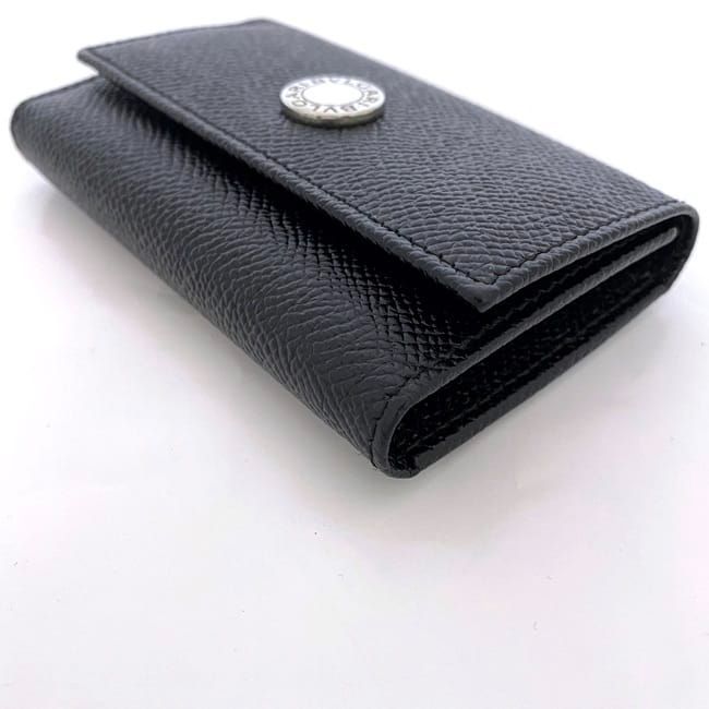 Bulgari 6ring Key Case Black Logomania Unused Excellent Condition Grained