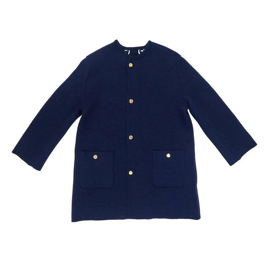 Gucci GG Jacquard Reversible Casual Digan S Navy Gold Button