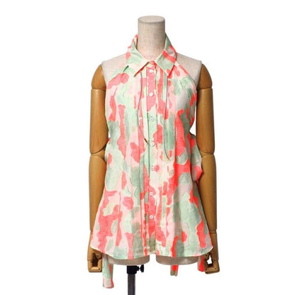 Louis Vuitton Blouse Size 36 Cotton Silk Blend Sleeveless Tunic Ribbon Lame