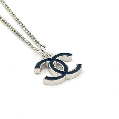 Chanel CC Logo Metal Silver Black Necklace — view 6