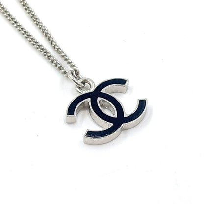 Chanel CC Logo Metal Silver Black Necklace — view 7
