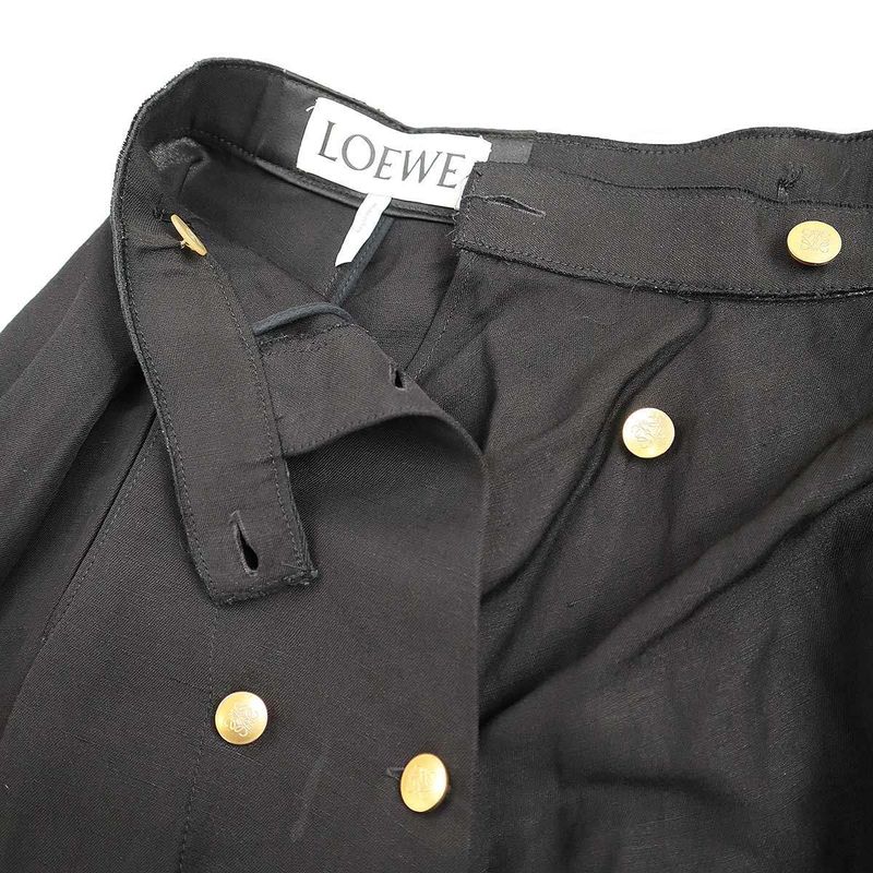 Loewe Emblem Button Asymmetrical Skirt Black