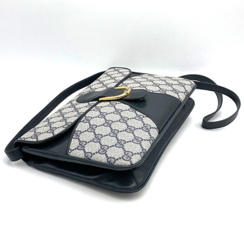 Gucci 378 001 Shoulder Bag GG Supreme Leather Navy Old Gucci Vintage Ladies Men