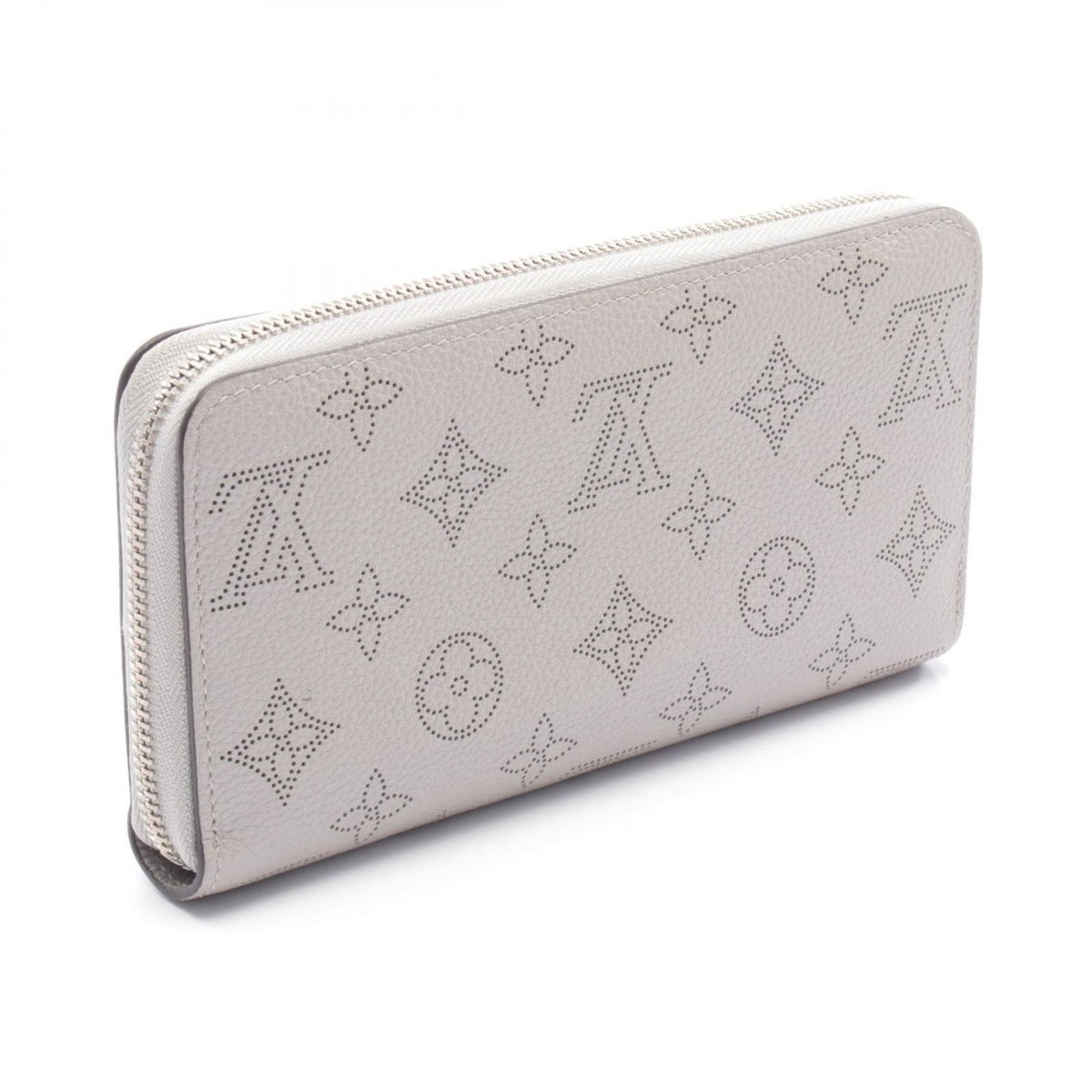 Louis Vuitton Round Wallet Zippy Silver Gray Leather Metallic — view 2