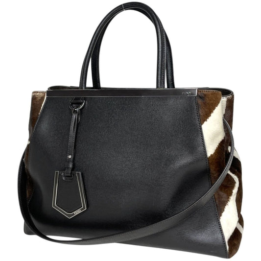 Fendi Toujour 2-Way Shoulder Bag Tote Leather Dark Brown