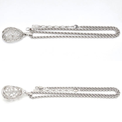 Saint Laurent Yves Egg Arabesque Pendant Necklace Silver — view 3