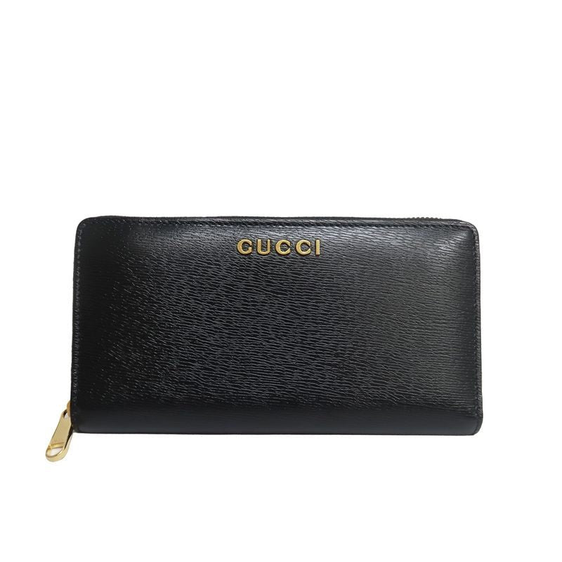 Gucci Script Zip Around Long Wallet Black