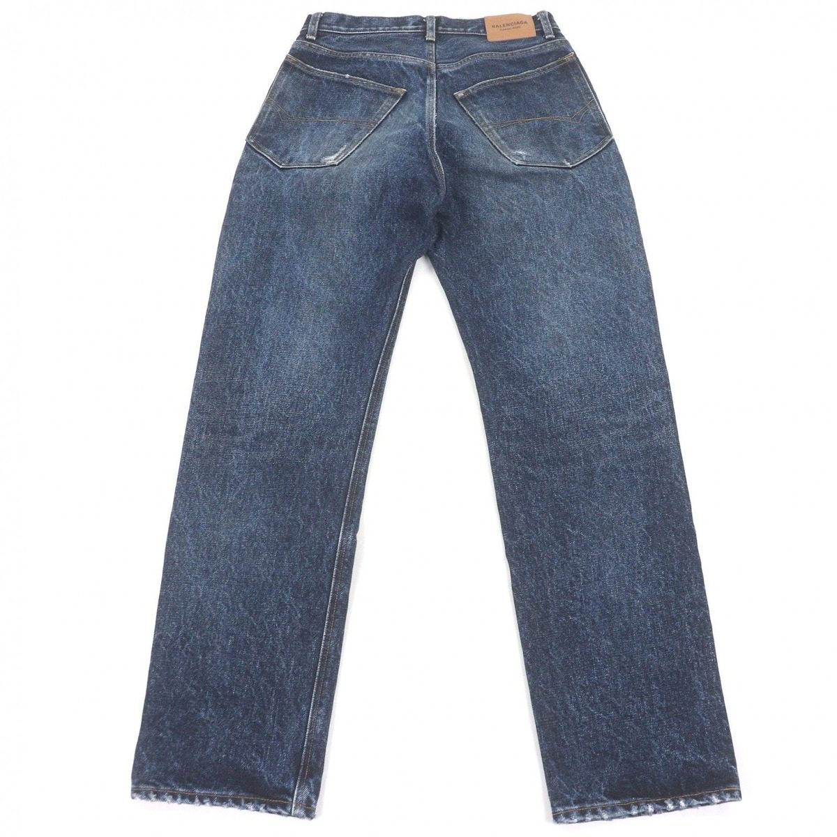 Balenciaga Relaxed Jeans Deep Blue Button Fly Denim Pants Indigo — view 2