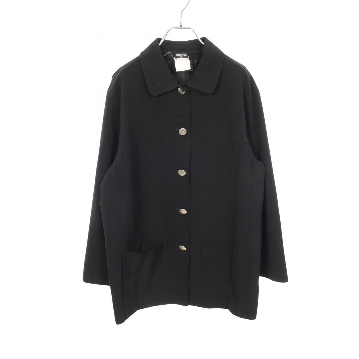 Chanel Stainless Steel Coat Logo Button Wool