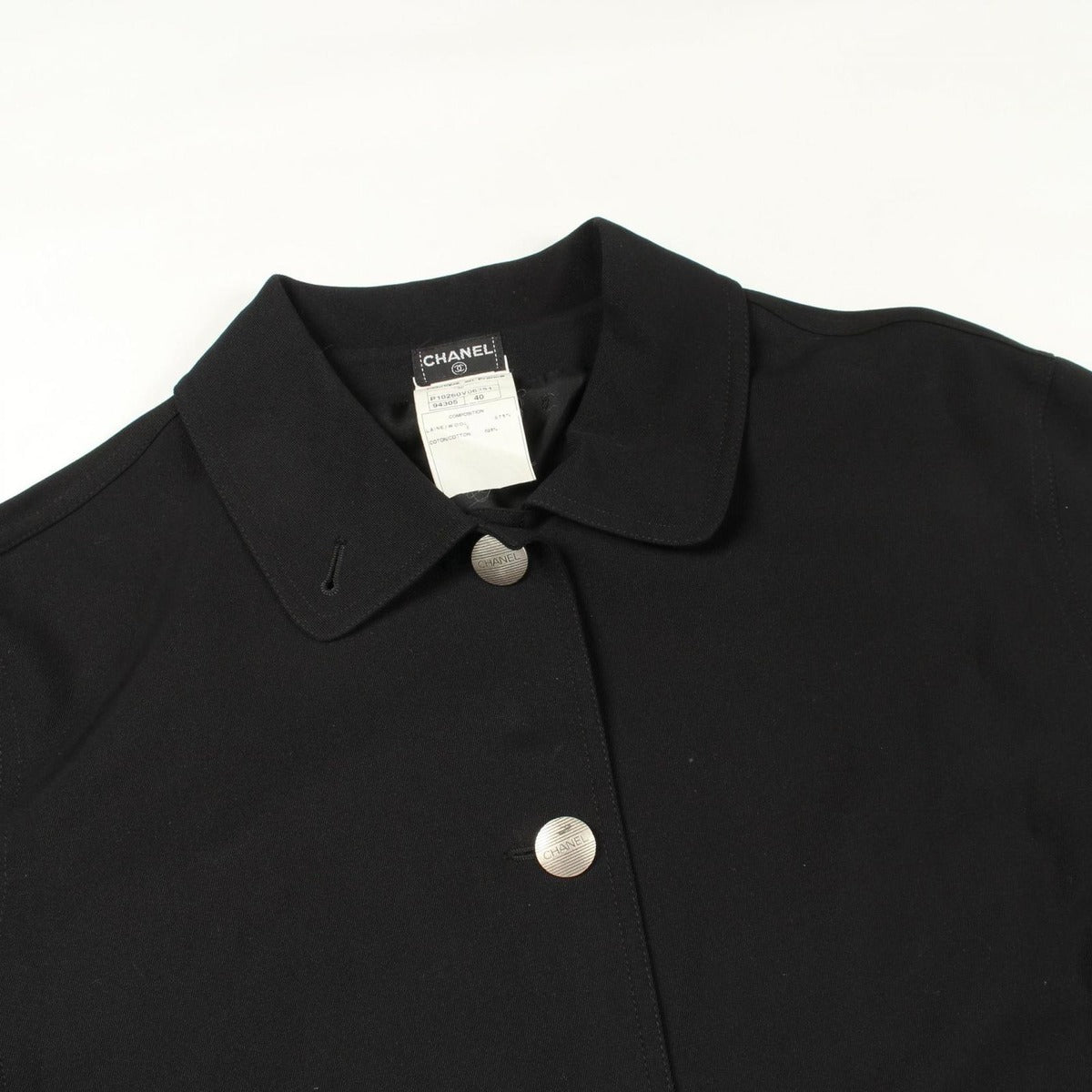 Chanel Stainless Steel Coat Logo Button Wool — view 6