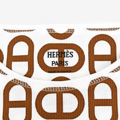 Hermes Sleeveless T-shirt Cher D'ancre White Brown Size 38 Ladies'