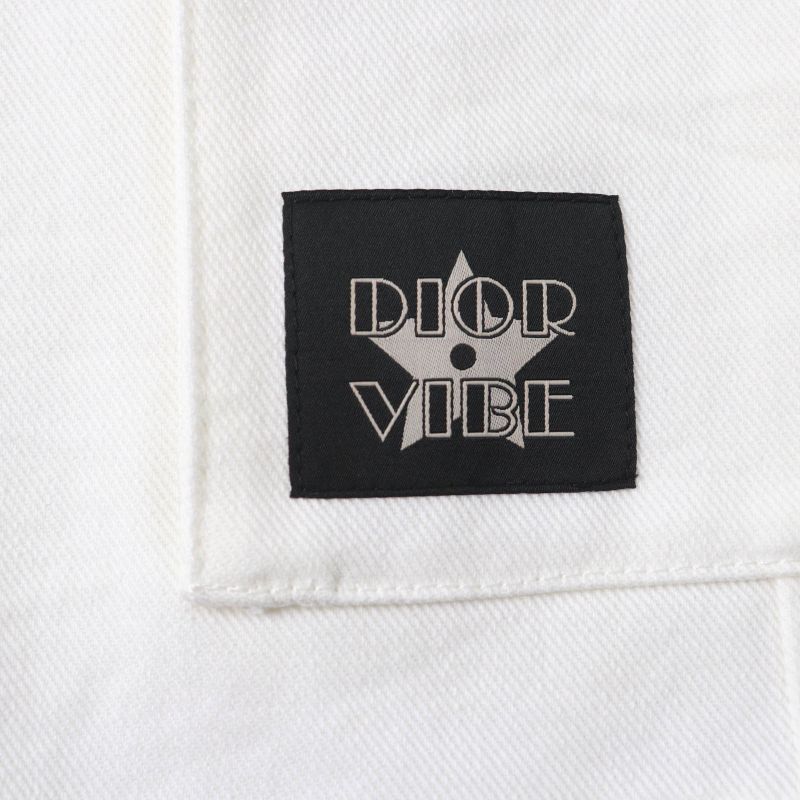 Christian DIOR 247p41a3339 DIOR VIBE Denim Cargo Pants With Logo Button White