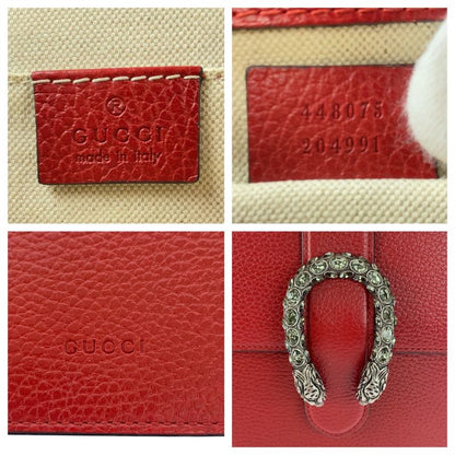 Gucci Sherry Line Bamboo Dionysus Red Leather 448075 Handbag Shoulder Bag 2WAY