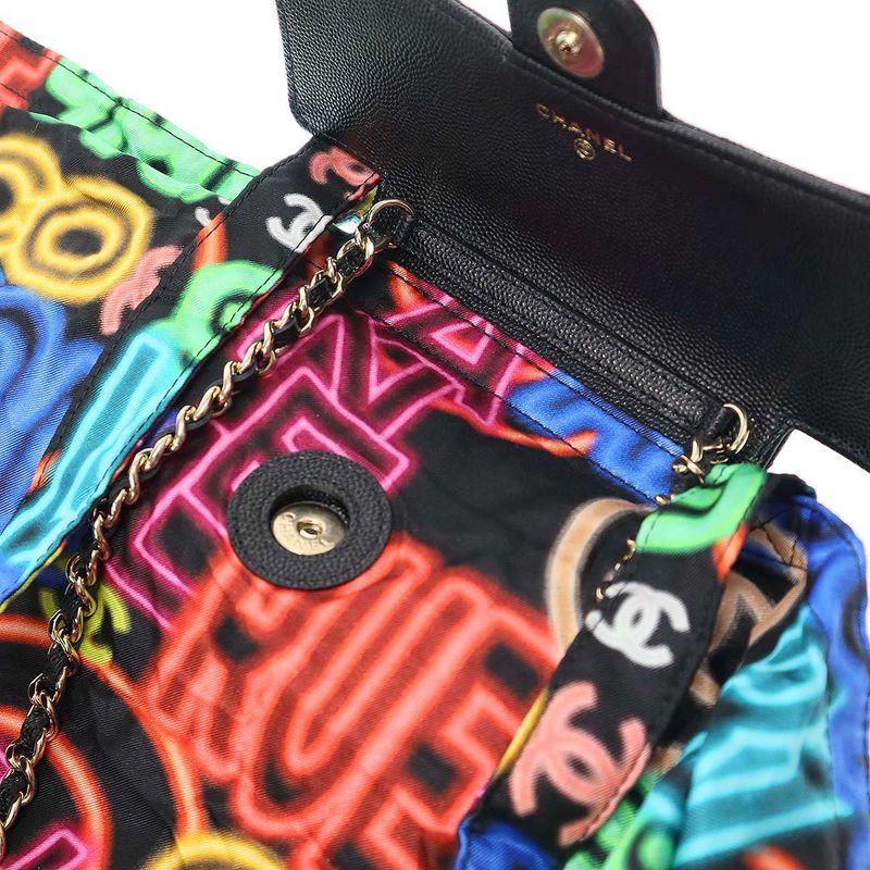 Chanel 21ss Caviar Skin&nylon 2way Bag Caviar Skin Nylon Shoulder Tote Bag