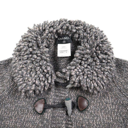 Chanel 11aw Coco Mark Toggle Cashmere Knit Duffle Coat P42044k03190 Grayish 34