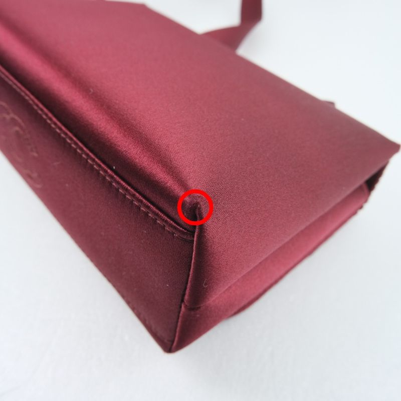 Chanel Party Bag Coco Mark Satin And Rhinestone Bordeaux Ladies Shoulder Bag