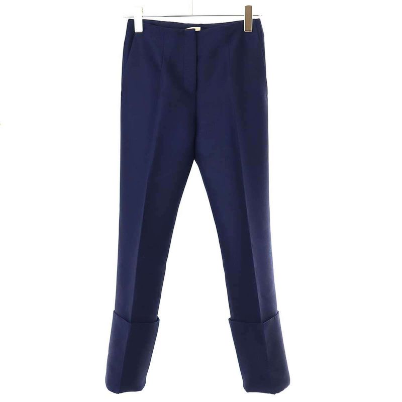 Celine by Phoebe Philo Center Press Wool Silk Slacks Pants 2 1k45 4901 Navy 34