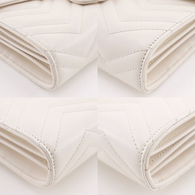 Gucci GG Marmont Chain Shoulder 2WAY Clutch 474575 Calf White Ladies Chain