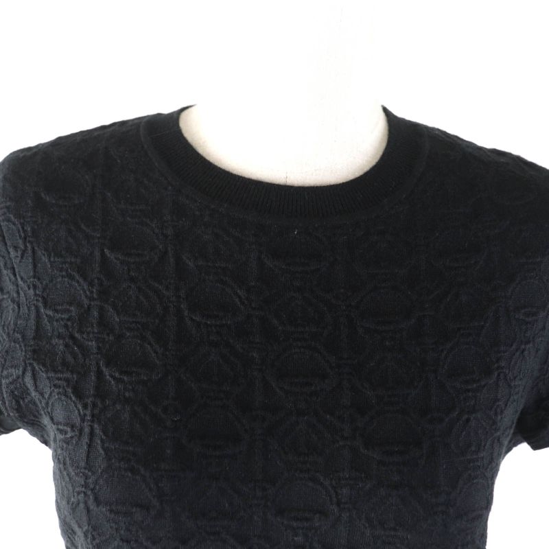 Hermes 23SS 3e2500dc Cashmere Silk Blend Crew Neck French Sleeve Knit Dress