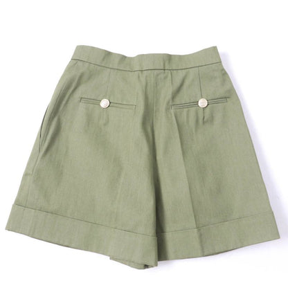 CHANEL P55496v33481 100% Cotton Coco-mark Matelasse Chain Button Shorts Khaki