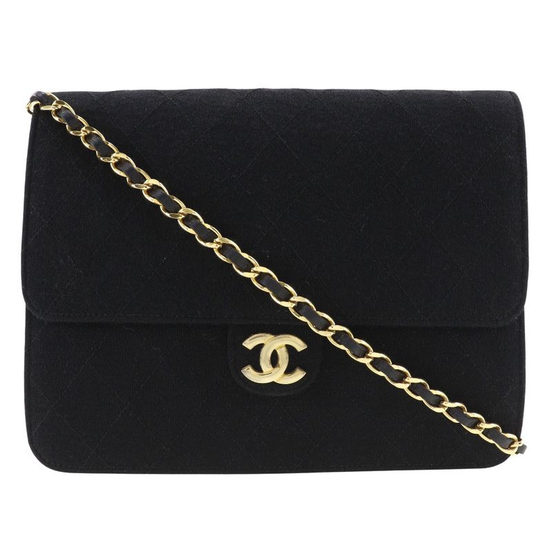 Chanel Chain Shoulder Matelasse Cotton Black Ladies Shoulder Bag