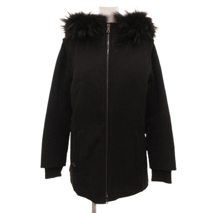 Prada Sport Zip Coat Insulation Fur Rack on Hood Middle Length 42 Black
