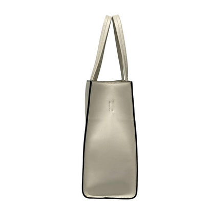 Prada Tote Bag - 1bg382 White Embossed Triangle Logo Leather