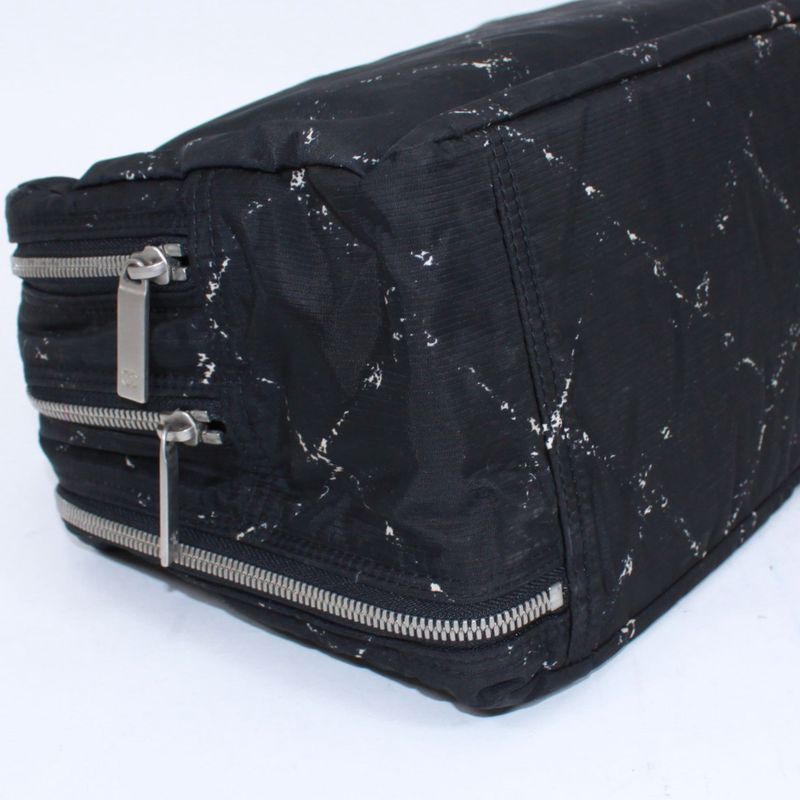 Chanel New Travel Line Mini Boston Nylon Black Handbag Silver