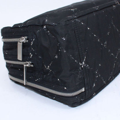 Chanel New Travel Line Mini Boston Nylon Black Handbag Silver