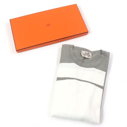 Hermes 23SS Cotton Cashmere H Motif Crew Neck Short Sleeves Short Sleeves Knit